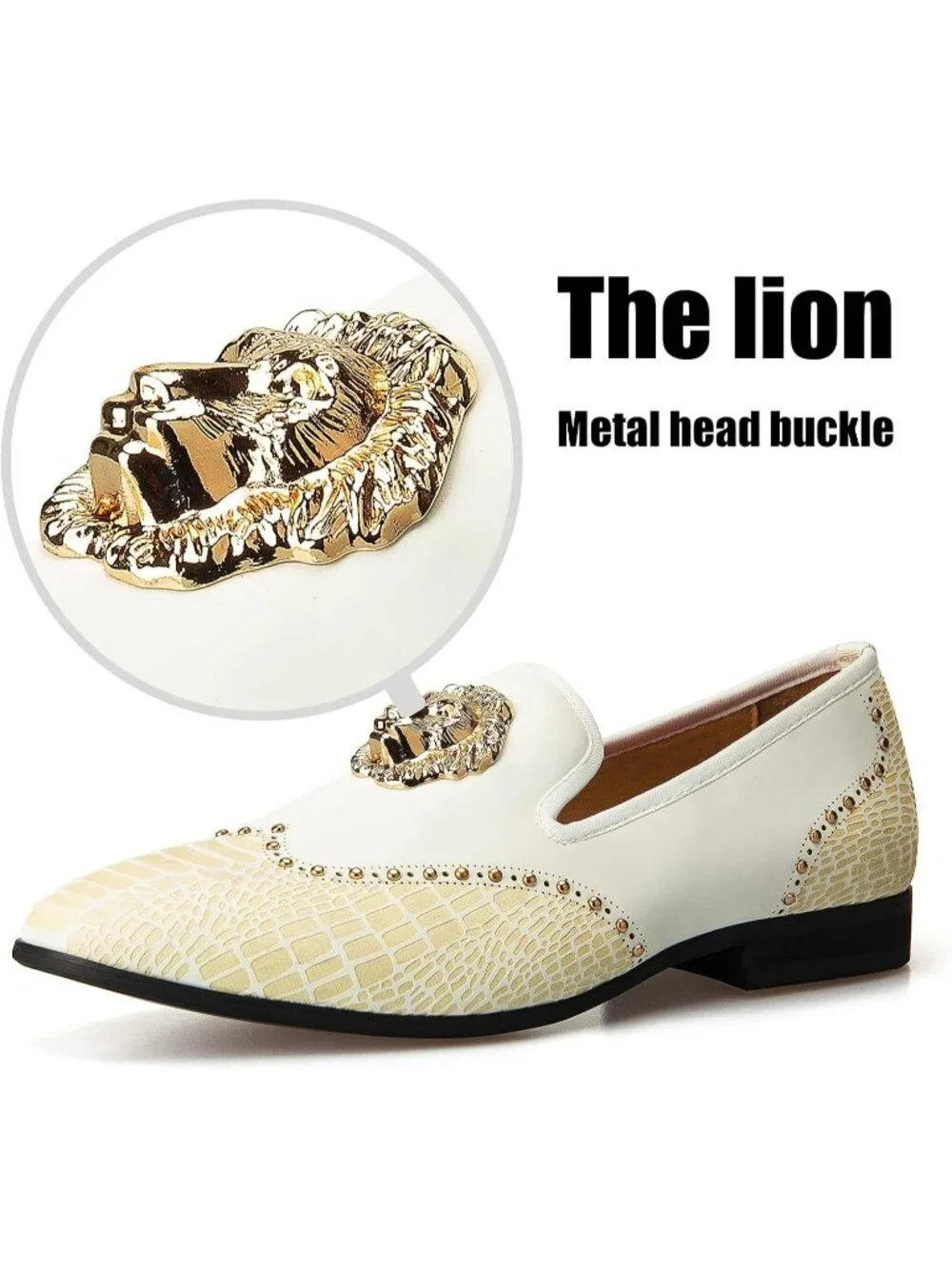 JITAI Men's White12 Elegant Rubber & Leather Penny Loafers Casual Formal Shoes